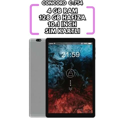 Concord C-754 10.1 İnç Ips Ekran 8 Cero 4 Gb Rem 128 Gb Hafıza Tablet