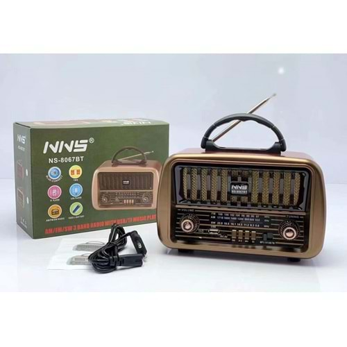 NNS NS-8067 BLUETOOTHT AHŞAP NOSTALJİK RADYO