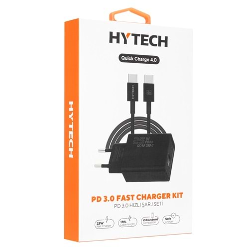 Hytech HY-XE44 25W Type USB-C PD3.0/Quick Charge QC4.0 Type-C Kablolu Şarj Adaptörü