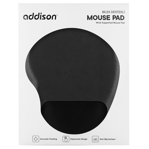 Addison 300521 Bileklik Destekli Siyah Mouse Pad