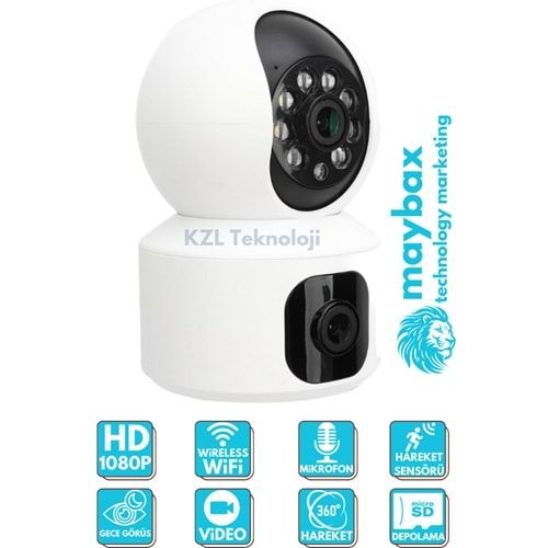 LEERFEİ LF-Q5 Çift kameralı Kablosuz Wifi IP Kamera 1080P Full HD Hareketli Kamera