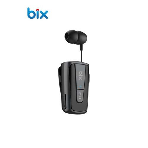 Bix TW7 Soundcraft Titreşimli ve Geri Çekilebilir Makaralı Bluetooth 5.3 Yaka Klipsli Kulaklık