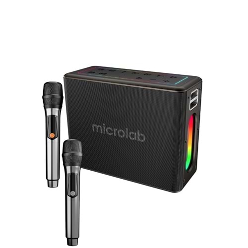 Microlab M60 Vega 15000mAh Batarya 10W*2 + 40W*2 100W 2 Wireless Mikrofonlu Siyah Gri Usb + Tf Kart + Bluetooth Powerban