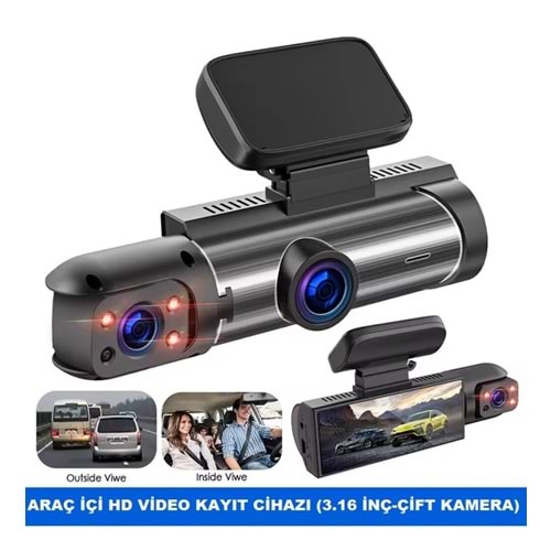 V9 BLACK BOX 3 LENSLİ ARAÇ KAMERASI