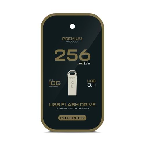 Powerway Premium 256 GB USB 3.1 Metal Gövde Ultra Hızlı Flash Bellek Data Traveler