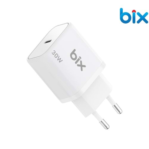 Bix BXPD31 30W USB-C PD 3.0 Akım Korumalı Hızlı Şarj Adaptörü Beyaz