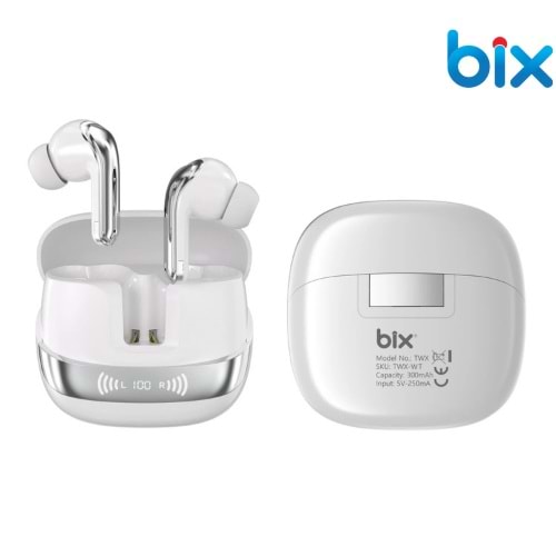 Bix TWX Soundcraft ANC ENC Gürültü Engelleme Özellikli Dijital LED Ekranlı Bluetooth 5.4 TWS Kablosuz Kulak içi Kulaklık