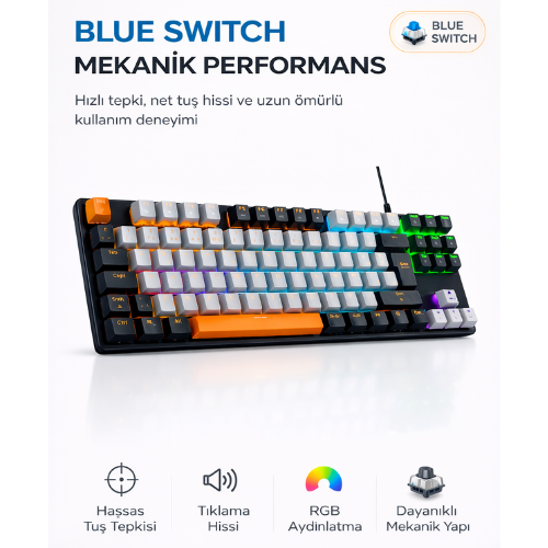 Versatile VE-9870 Mechanıcal Tkl Gamıng Keyboard