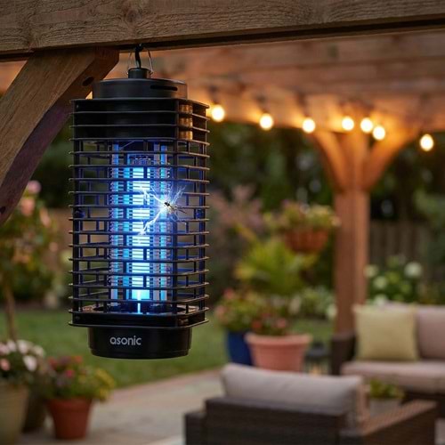 Asonic S24 PRO Kokusuz Taşınabilir LED Mavi Işıklı Sinek Öldürücü Siyah 4W Açılabilen Alt Kapak