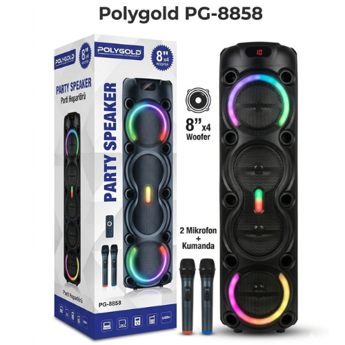 PG-8858 KABLOSUZ ÇİFT MİKROFONLU BLUETOOTH SPEAKER
