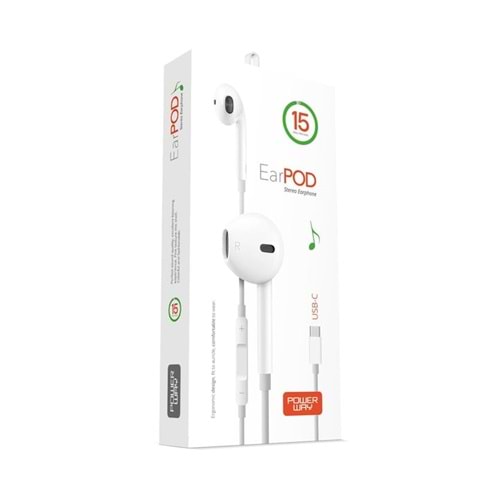 Powerway BTX15 EarPod İphone 15 Uygun Mikrofonlu Kulaklık