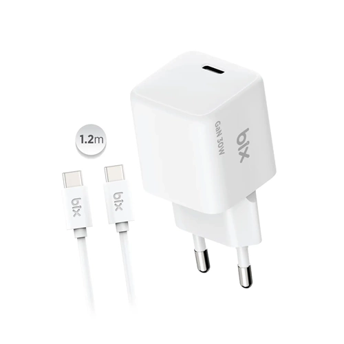 Bix BX1P32G-CW GaN 30W Type-C PD Hızlı Şarj Cihazı ve 1.2 Metre 3A Type-C Kablo Beyaz