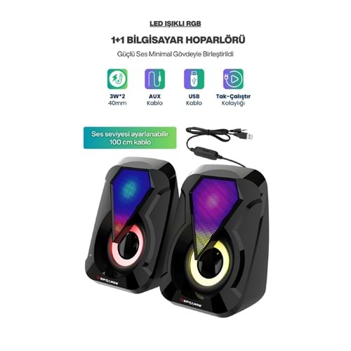 Sprange SR-PN785 2.0 3W*2 USB + 3.5mm 5V Hoparlör
