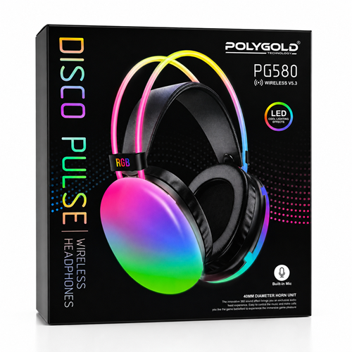PG-580 RGB IŞIKLI BLUETOOTH KLULAKLIK POLYGOLD