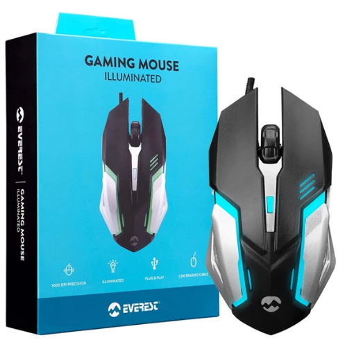 Everest SM-G72 Usb Siyah/Gümüş Işıklandırmalı Oyuncu Mouse