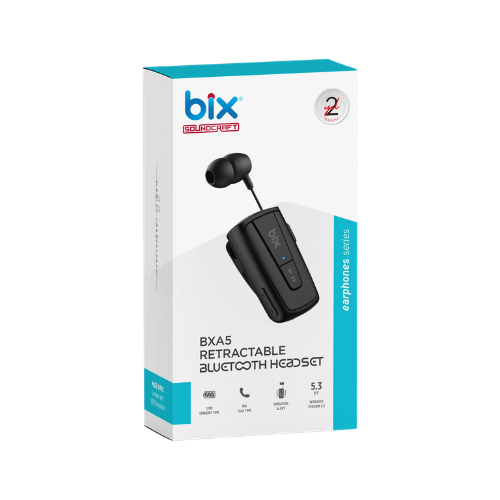 Bix BXA5 Soundcraft Titreşimli ve Geri Çekilebilir Makaralı Bluetooth 5.3 Yaka Klipsli Kulaklık