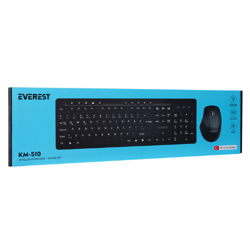 Everest KM-510 Siyah Kablosuz Q Multimedia Klavye + Mouse Set