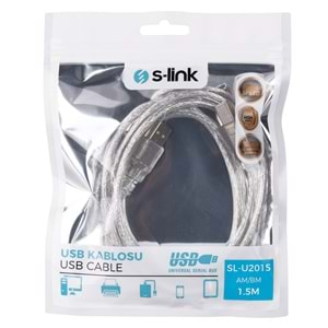 S-LİNK SL-U2015 YAZICI LÜKS USB 2.0 ŞEFFAT 1.5 MT KABLOSU