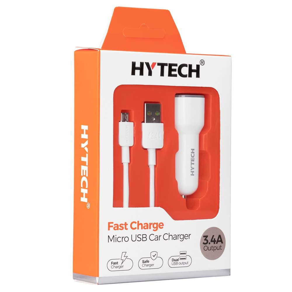 HYTECH HY-X42 3.4A HIZLI ŞARJ MİCRO 2 USB BEYAZ ARAÇ ŞARJ CİHAZI