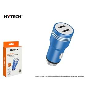 HYTECH HY-X68L 3,1A LİGHTNİNG KABLOLU 2 USB KARIŞIK RENK METAL ARAÇ SARJ CİHAZI