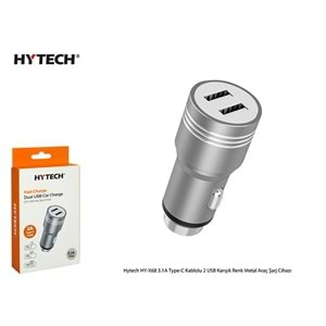 HYTECH HY-X68T 3,1A TYPE-C KABLOLU 2 USB KARIŞIK RENK METAL ARAÇ SARJ CİHAZI