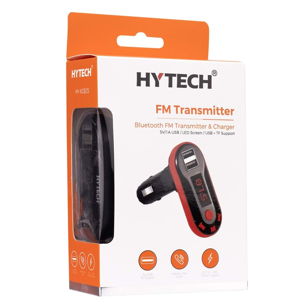 HYTECH HY-XCB25 5V 1A LED EKRAN USB+TF DESTEĞİ BLUETOOTH FM TRANSMİTTER