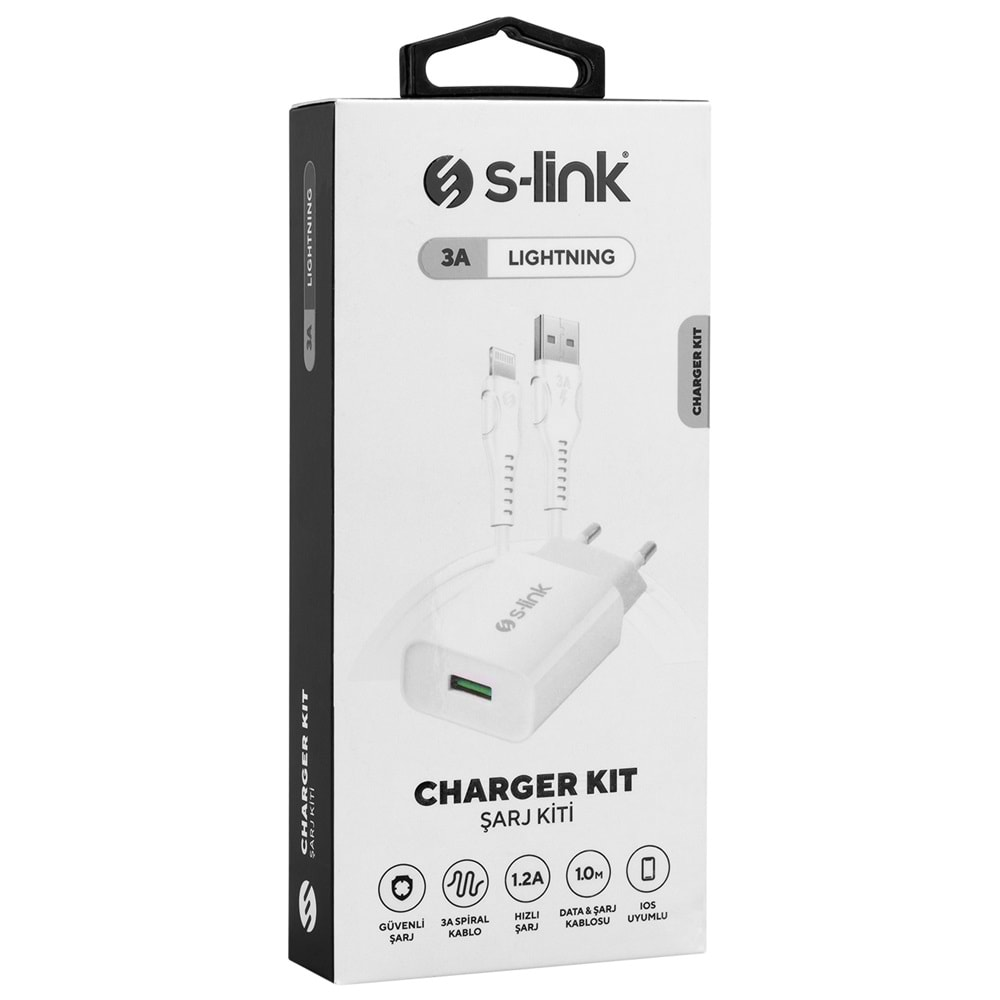 S-LİNK SL-EC10L 1100MA EV ŞARJ+2A LİGHTNİNG USB ŞARJ ADAPTÖR SETİ