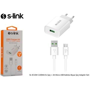 S-LİNK SL-EC10M 1100MA EV ŞARJ+2A MİCRO USB KABLOLU ŞARJ ADAPTÖR SETİ