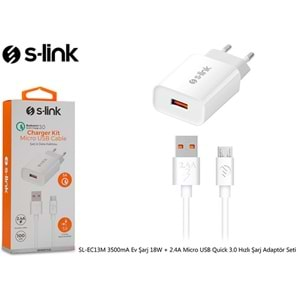 S-LİNK SL-EC13M 3500mA 18W+2.4A MİCRO USB Quick 3.0 HIZLI ŞARJ ADAPTÖR