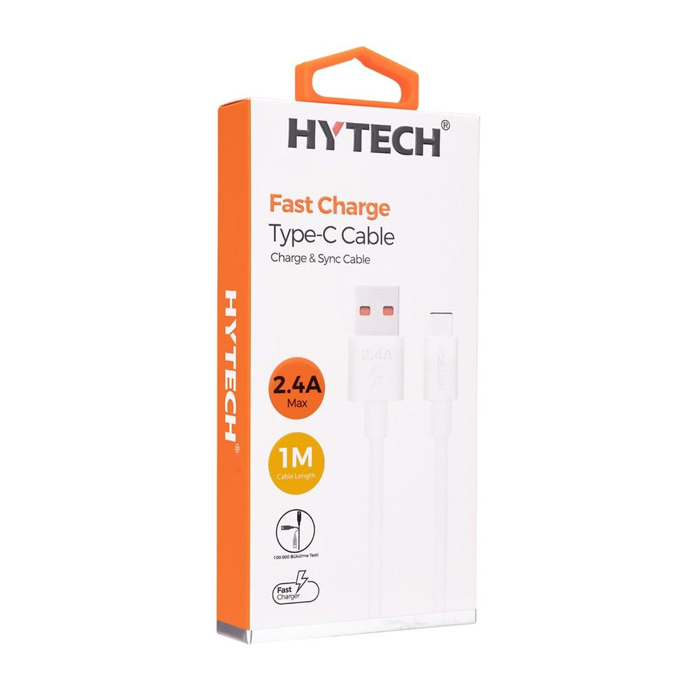 HYTECH HY-X108 1m 2.4A Type-C Siyah/Beyaz ŞARJ KABLOSU