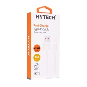 HYTECH HY-X108 1m 2.4A Type-C Siyah/Beyaz ŞARJ KABLOSU