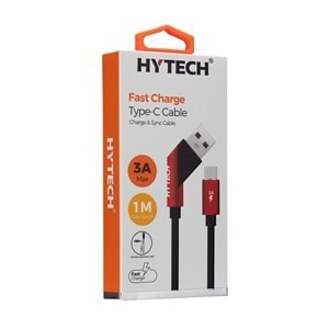 HYTECH HY-X415 3A Type-C 1m siyah/kırmızı DATA+ŞARJ KABLOSU