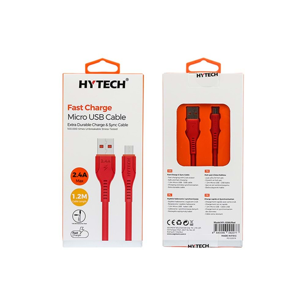 HYTECH HY-X260 2.4A MİCRO USB DATA ŞARJ KABLOSU