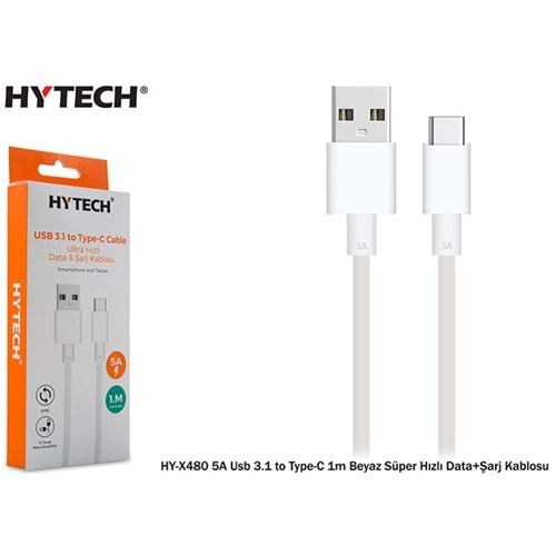 HYTECH HY-X480 5A USB 3.1 to TYPE-C 1m SÜPER HIZLI DATA+ŞARJ KABLOSU