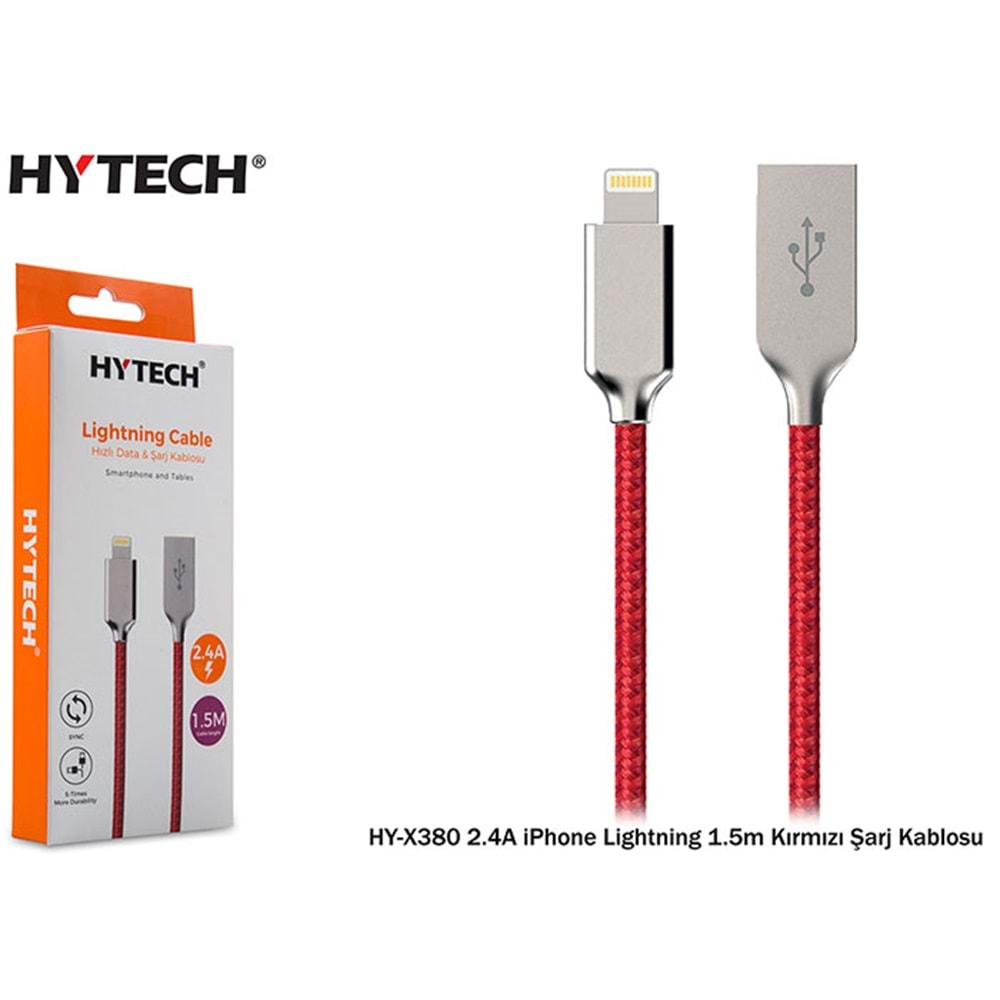 HYTECH HY-X380 2,4A IPHONE LIGHTNİNG 1,5m ŞARJ KABLOSU