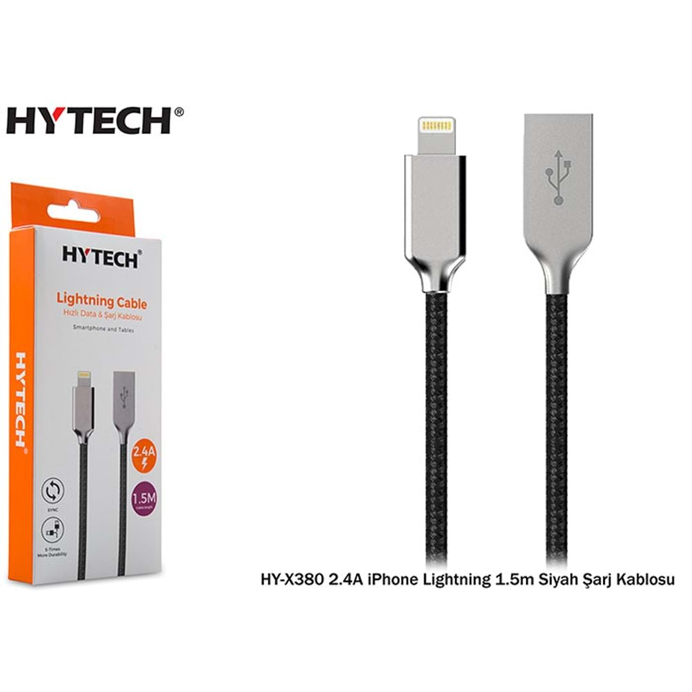 HYTECH HY-X380 2,4A IPHONE LIGHTNİNG 1,5m ŞARJ KABLOSU