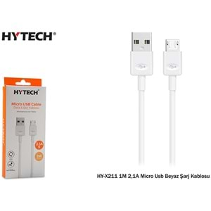 HYTECH HY-X211 1m 2,1A MİCRO USB BEYAZ ŞARJ KABLOSU