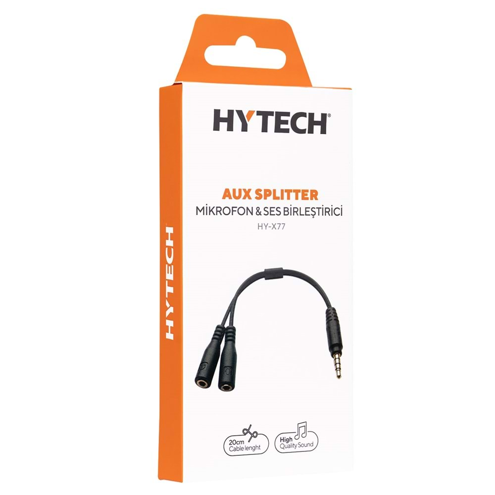 HYTECH HY-X77 SİYAH AUDIO+Mic to 3,5mm 0.15m KULKALIK ÇEVİRİCİ