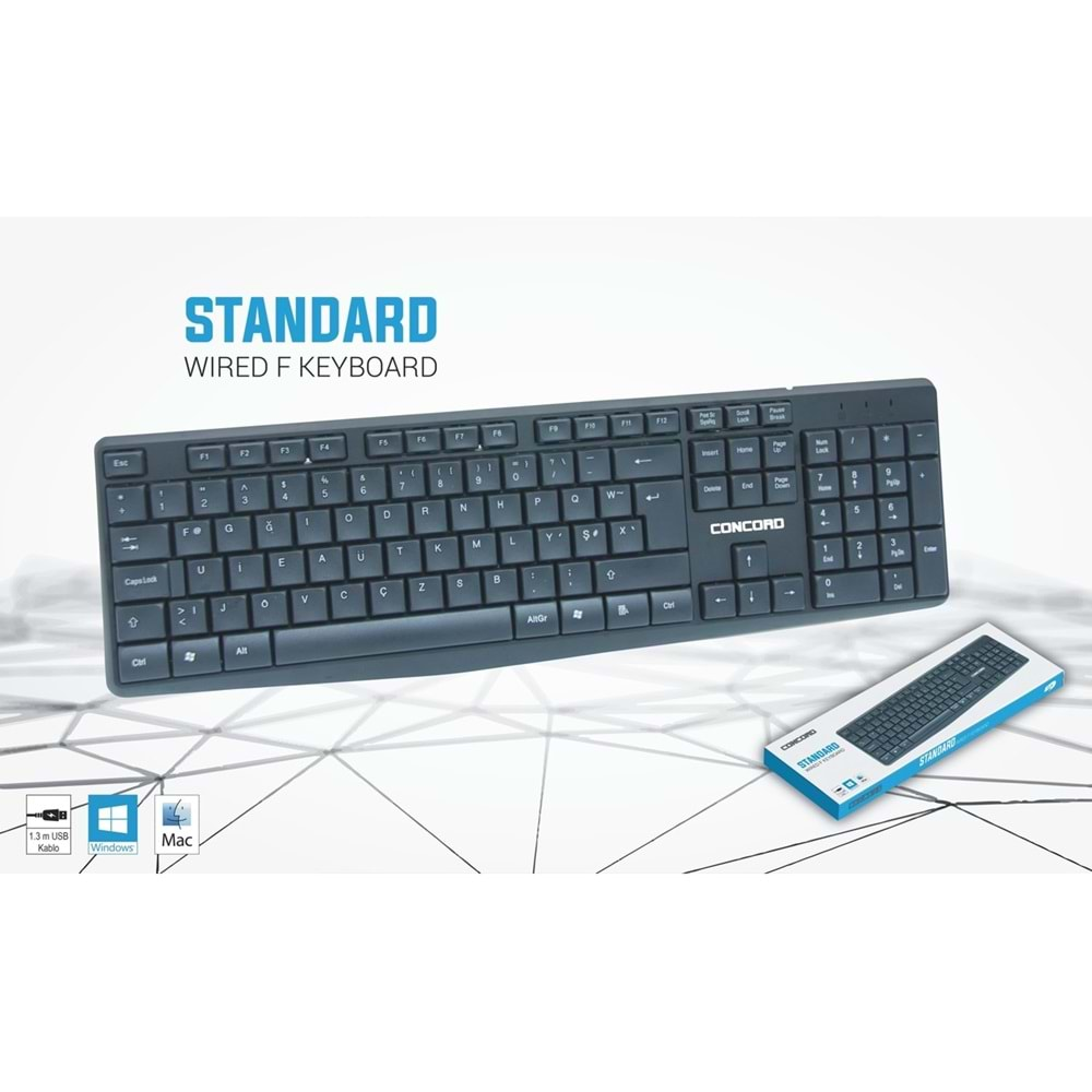 CONCORD C-72F SİYAH USB F STANDART KLAVYE