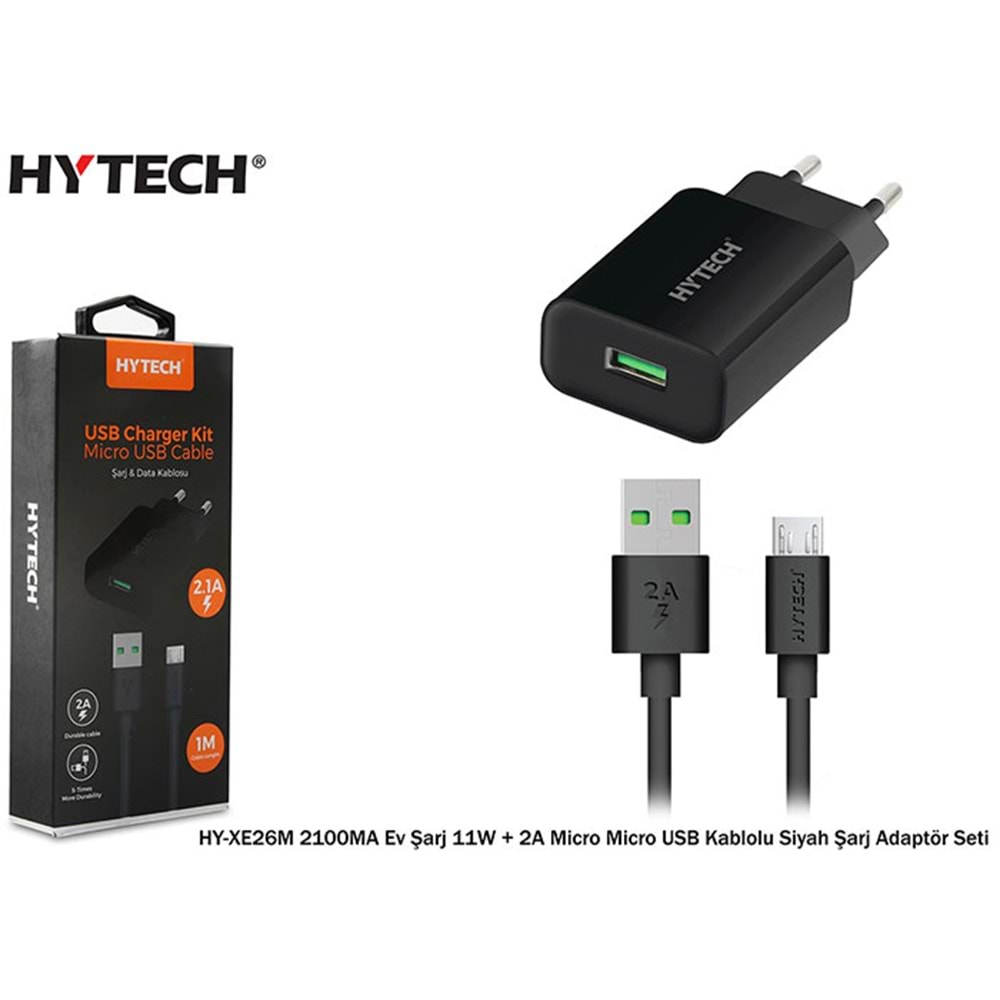 HYTECH HY-XE26M 2100MA EV ŞARJ 11W+2A MİCRO USB KABLOLU ŞARJ ADAPTÖR SETİ