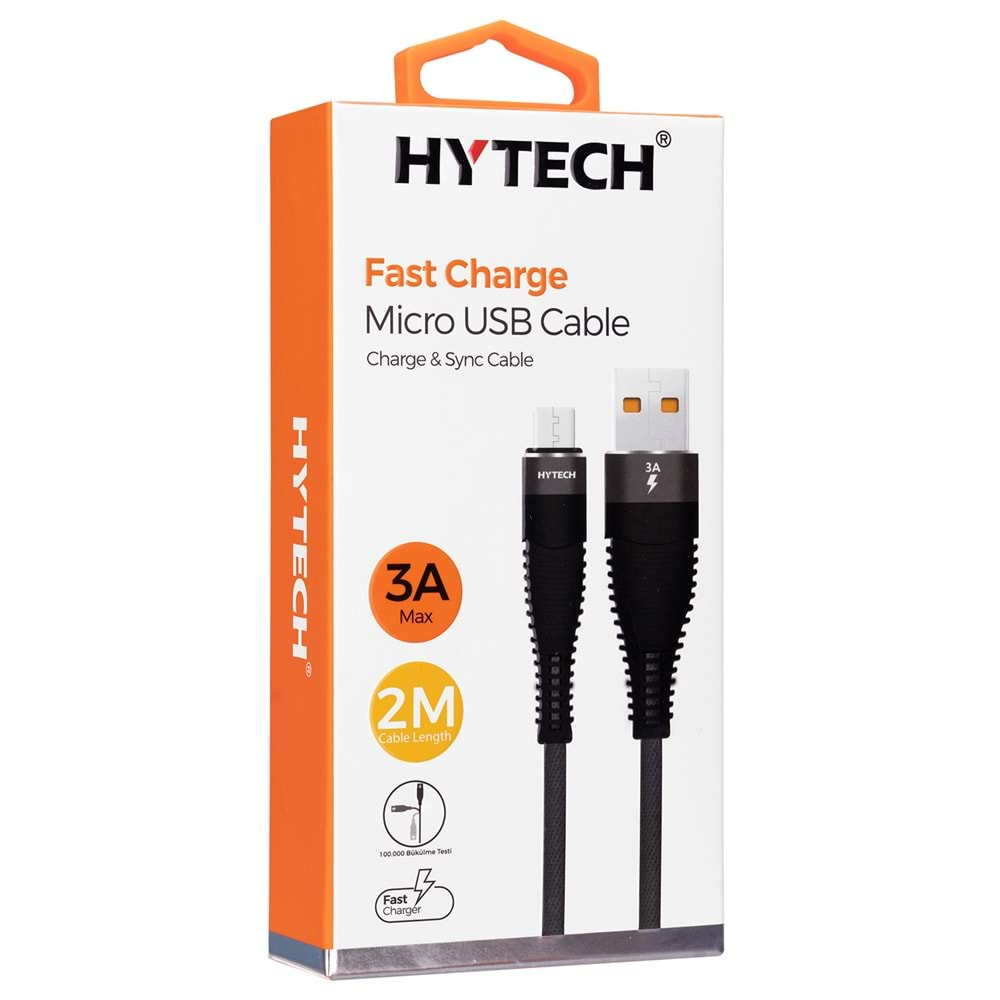 Hytech HY-X2252M 3A Micro Usb 2m Gri Data + Sarj Kablosu