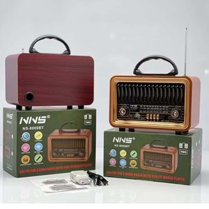 NNS NS-8069 BLUETOOTHT AHŞAP NOSTALJİK RADYO