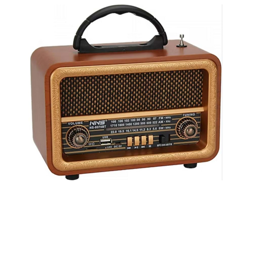 NNS NS-8070 BLUETOOTHT AHŞAP NOSTALJİK RADYO