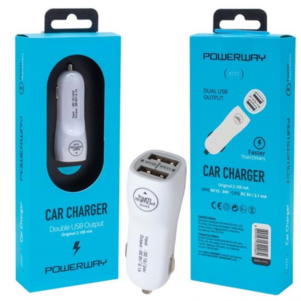 Powerway X777 3100 Amper Çift Usb Girişli Araç Şarj Cihazı