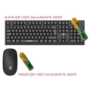 Everest KM-2510 Siyah Kablosuz Q Multimedia Klavye + Mouse Set