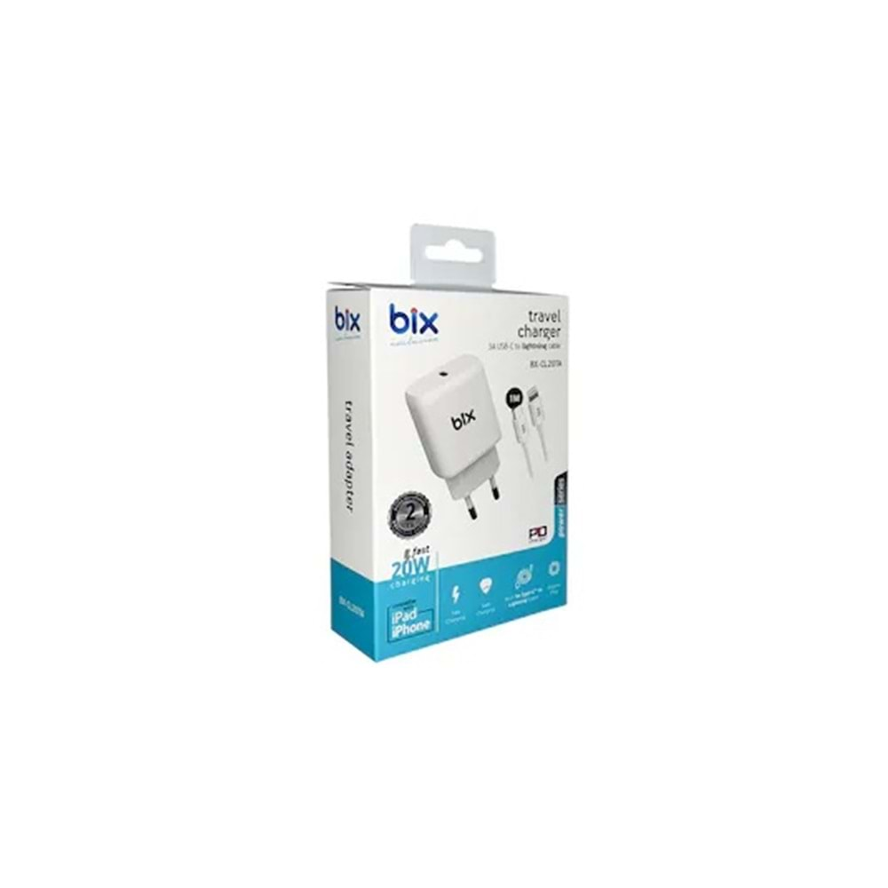 Bix BX-CL20TA 5V,3A/9V,2,22A/12V.1,67A/20W İphone 3A Type-C 1mt Kablolu Şarj Cihazı