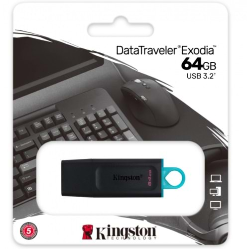 Kingston 64 GB USB 3,2 Data Traveler EXODİA DTX/64GB Usb Bellek