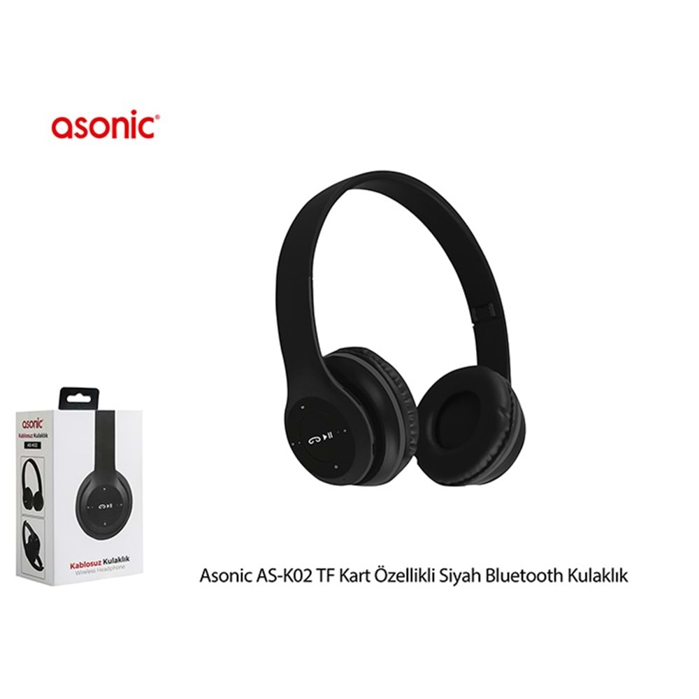 Asonic AS-K02 Siyah/Beyaz Karışık TF Kart Özellikli Bluetooth Kulaklık