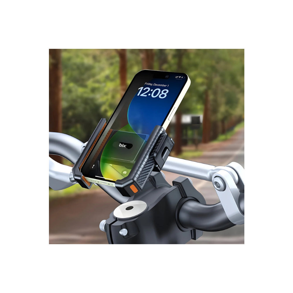Bix BPH01 Gidon Bağlantılı Bisiklet Motosiklet için Esnek ABS 4-7.8¨ inç Telefon Tutucu 360° Dönebilen Tasarım