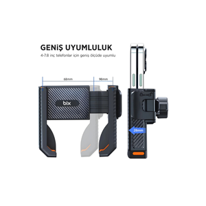Bix BPH01 Gidon Bağlantılı Bisiklet Motosiklet için Esnek ABS 4-7.8¨ inç Telefon Tutucu 360° Dönebilen Tasarım